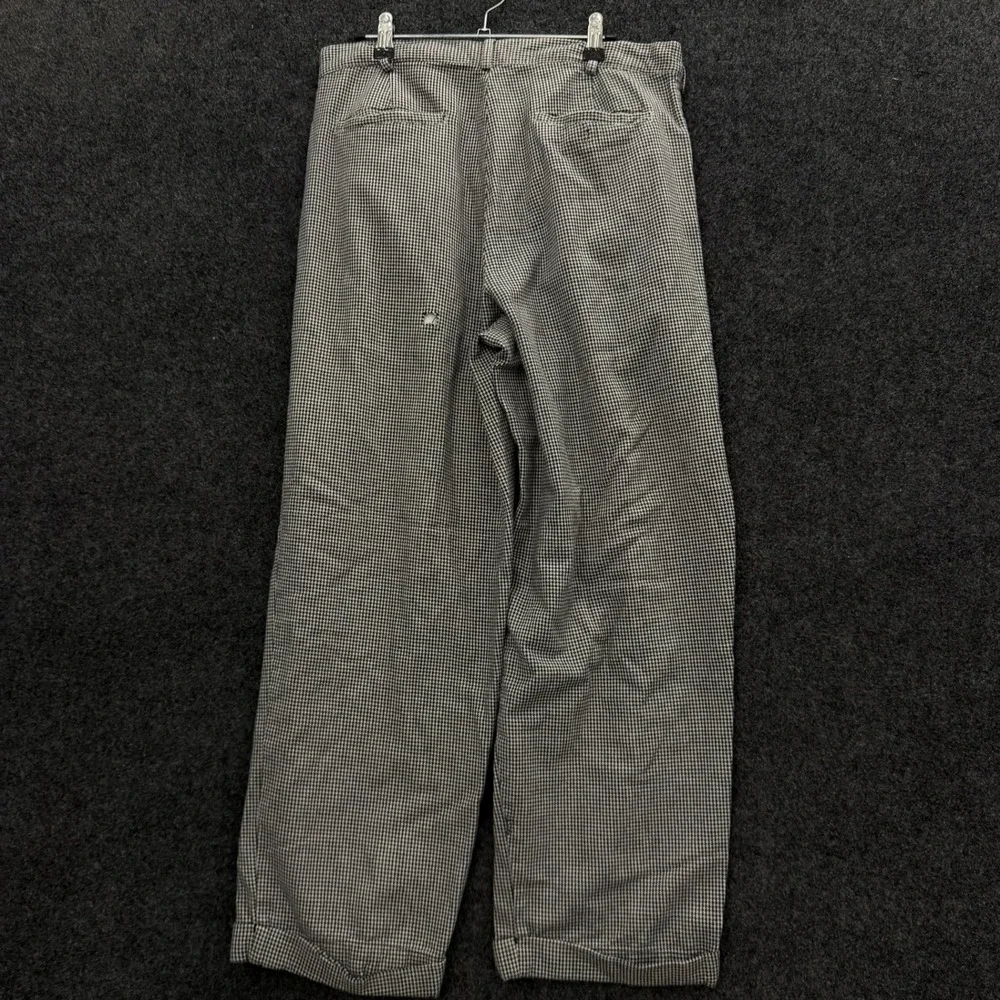 Vintage 90s Gap Houndstooth Pleated Pants Mens 32x28 Black White Cotton Cuffed